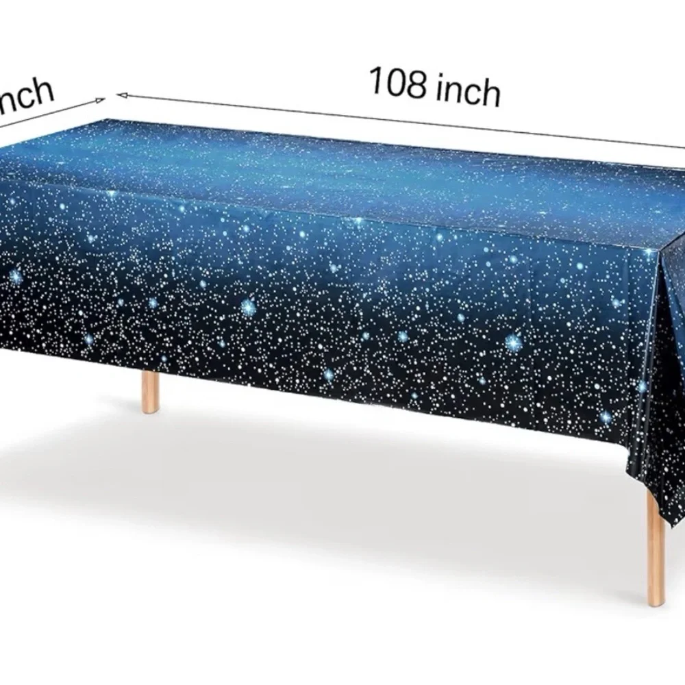 3 Pieces Space Tablecloth Starry Night Tablecloth